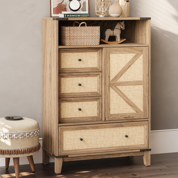 Gracie Oaks Farmhouse Chest Of Drawers With Sliding Barn Door Wayfair